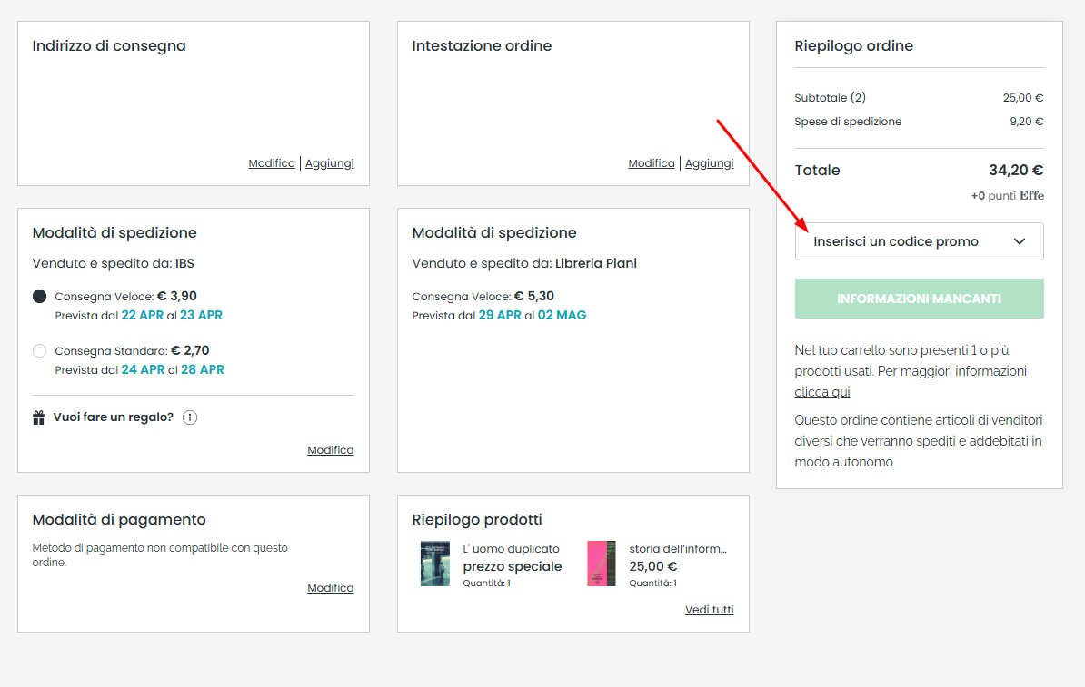 codice promo IBS Dove inserire il codice sconto IBS