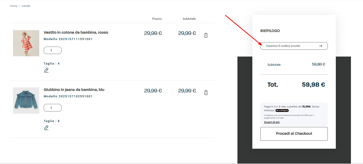 codice sconto Primigi Dove inserire il codice sconto Primigi